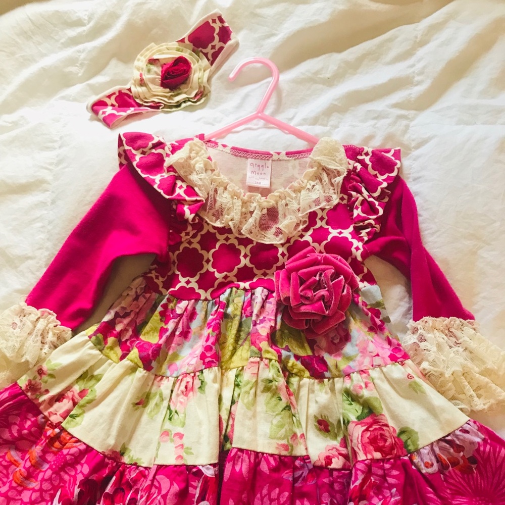 Giggle moon dress and headband size 18 mo